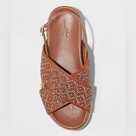 NWT Universal Thread Women's Elisa Platform Sandals Cognac Brown Size 9.5 - Picture 2 of 5